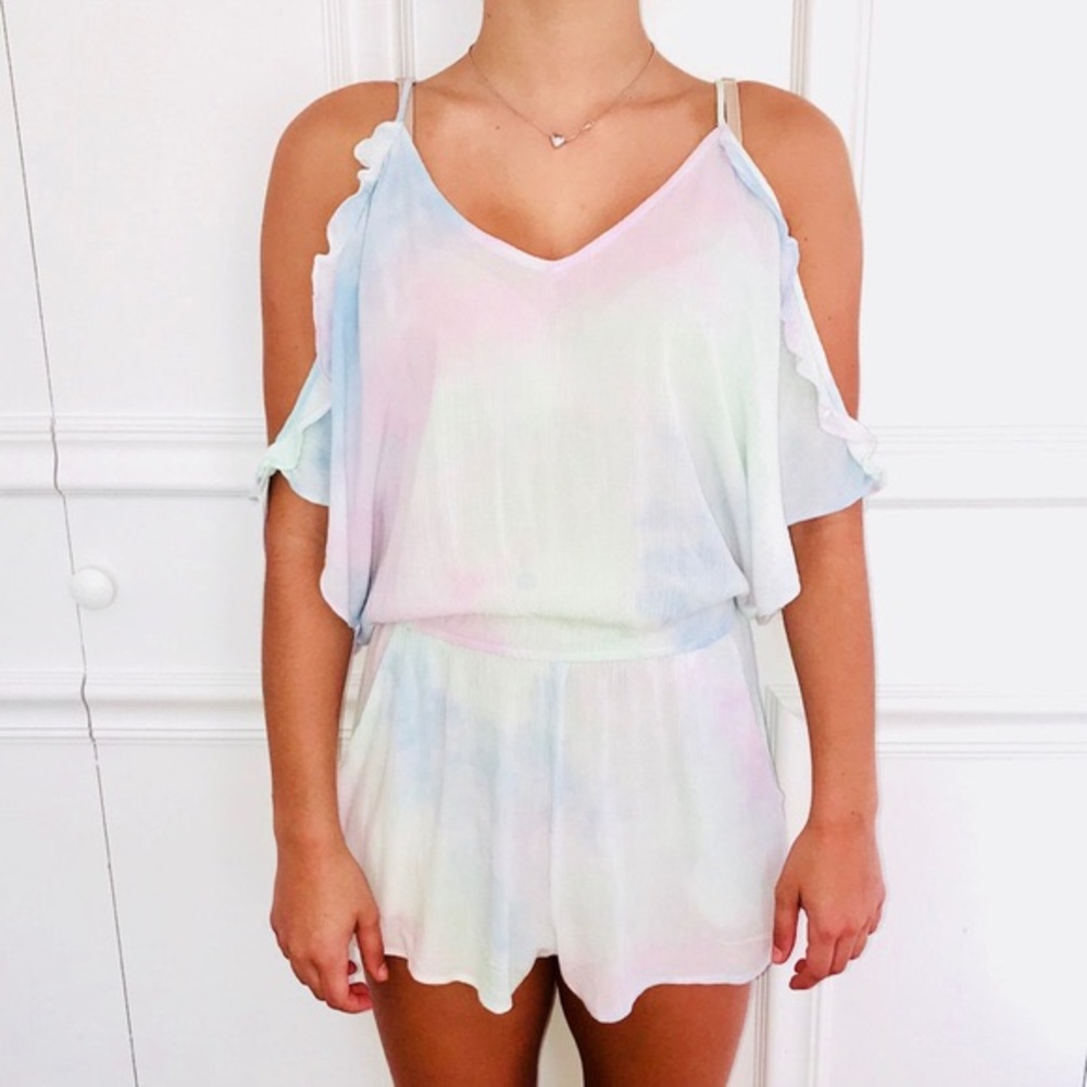 Cotton candy LA tie dye romper large